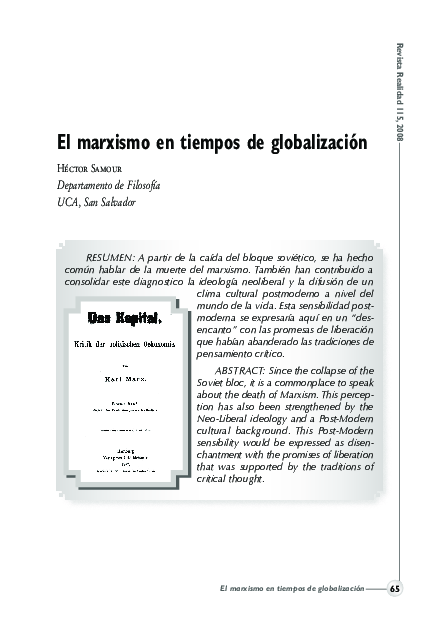 First page of “El marxismo en tiempos de globalización”