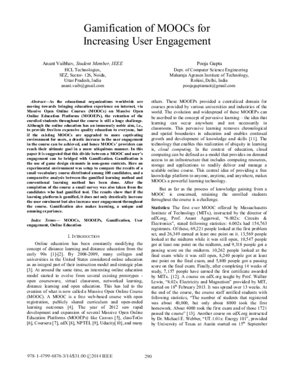 First page of “Gamification of MOOCs for increasing user engagement”