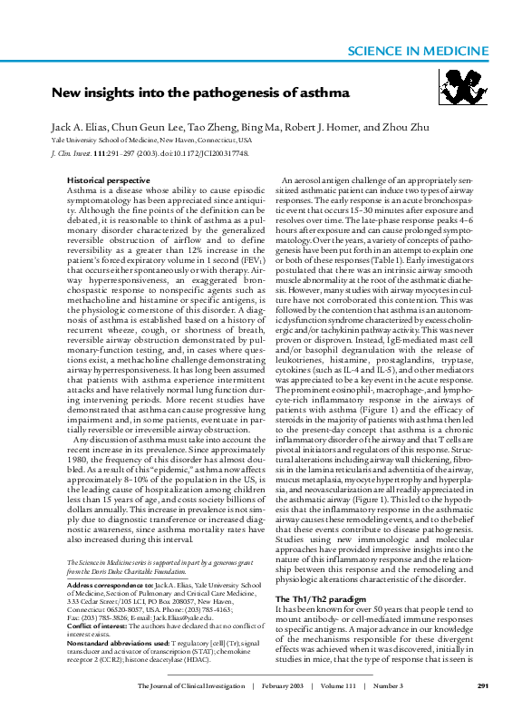 First page of “New insights into the pathogenesis of asthma”