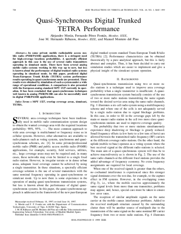 First page of “Quasi-synchronous digital trunked TETRA performance”