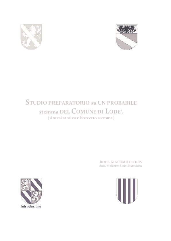 First page of “STUDIO PREPARATORIO su UN PROBABILE stemma DEL COMUNE DI LODE'.”