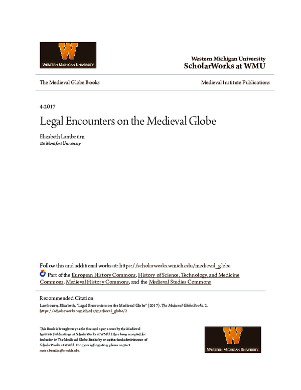 First page of “Legal Encounters on the Medieval Globe”