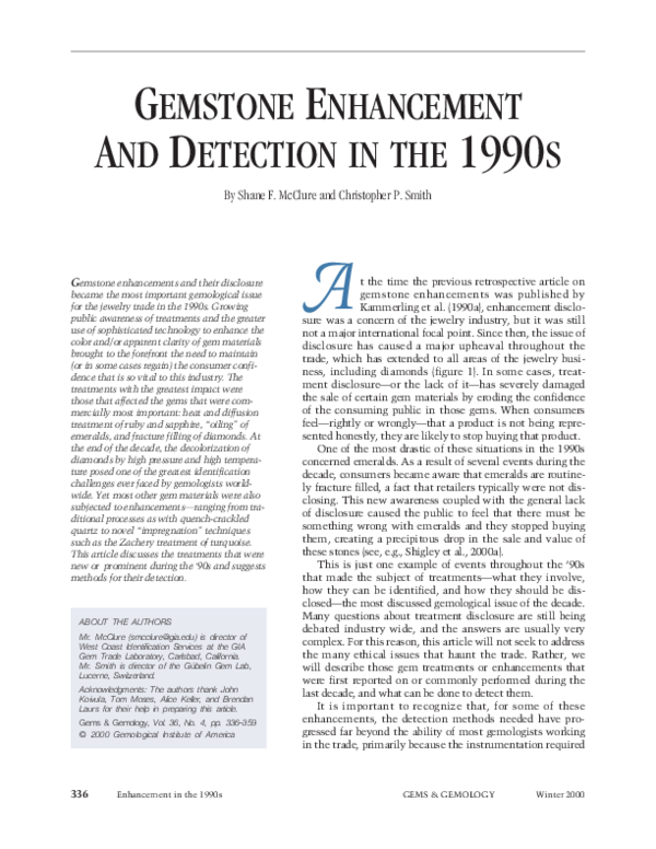 First page of “GEMSTONE ENHANCEMENT AND DETECTION IN THE 1990 S By”