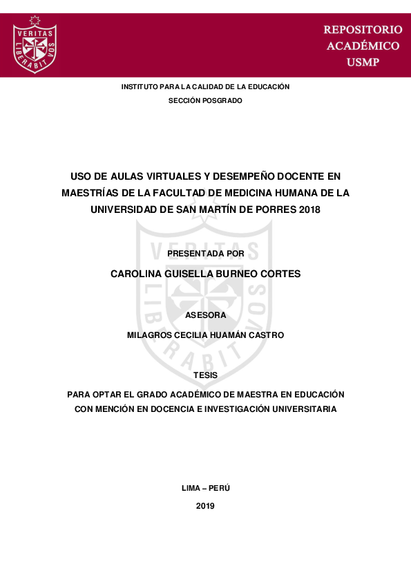 First page of “Aulas virtuales y desempeño docente en maestrías”