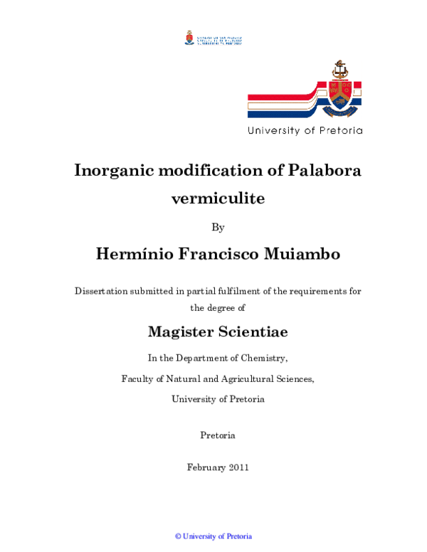 First page of “Inorganic modification of Palabora vermiculite”