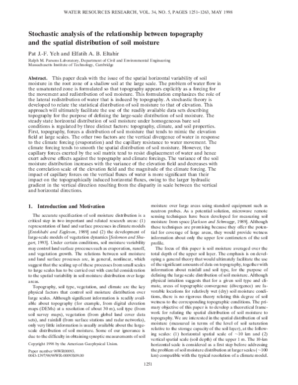 First page of “Stochastic analysis of the relationship between topography and”