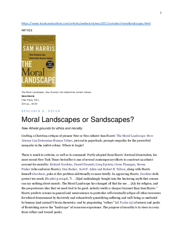 First page of “Moral Landscapes or Sandscapes? New Atheist Grounds for Ethics and Morality”