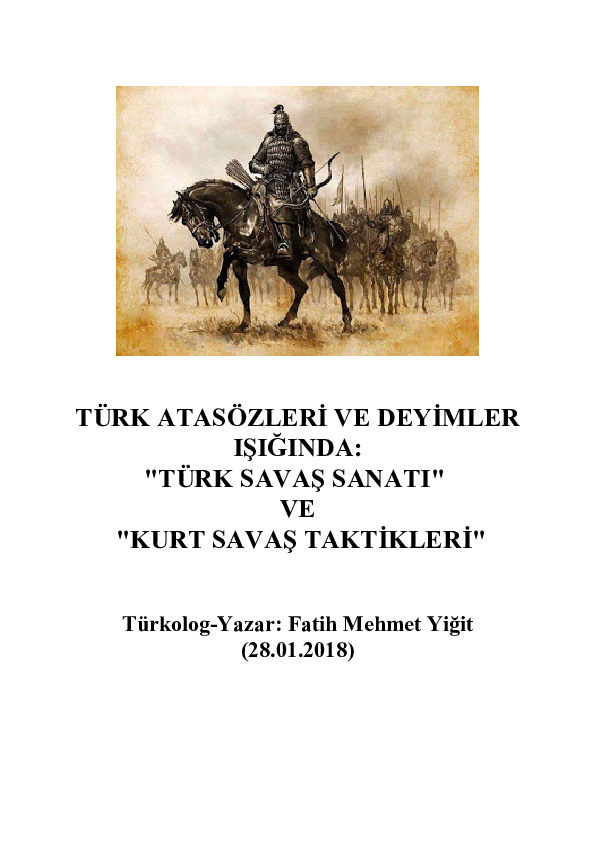 First page of “"TÜRK SAVAŞ SANATI " VE "KURT SAVAŞ TAKTİKLERİ"”