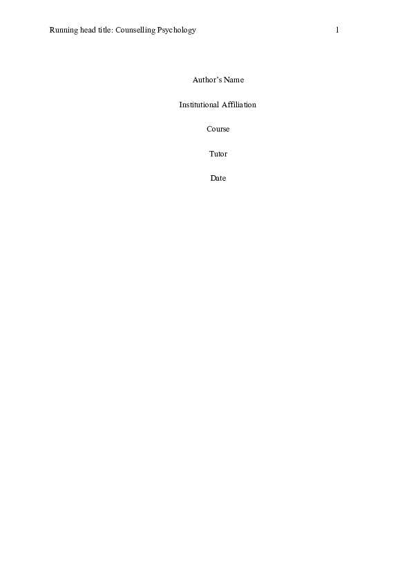 First page of “Counselling psychology case study”