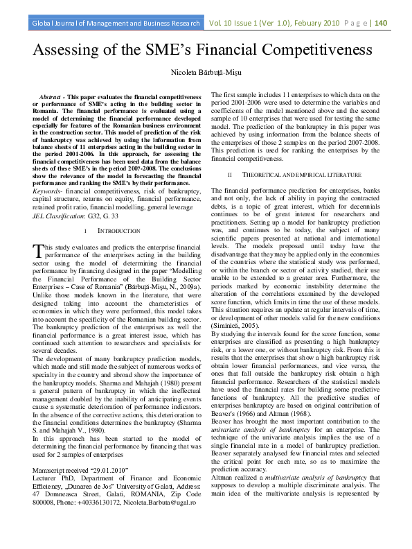 First page of “Global Journal of Management and Business Research”