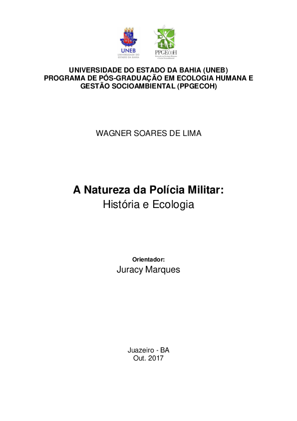 First page of “A natureza da Polícia Militar: história e ecologia”