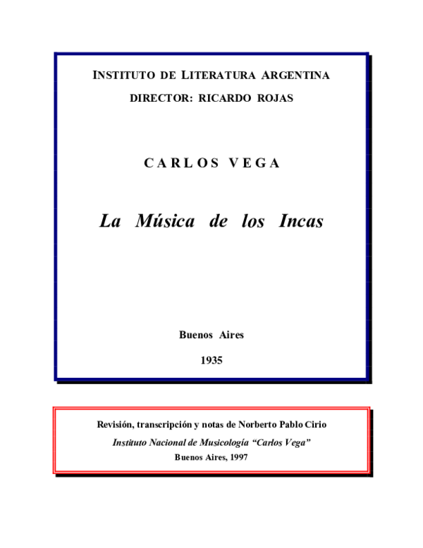 First page of “La música de los incas”