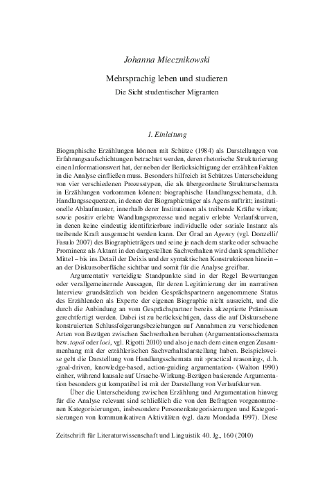 First page of “Mehrsprachig leben und studieren. Die Sicht studentischer Migranten”