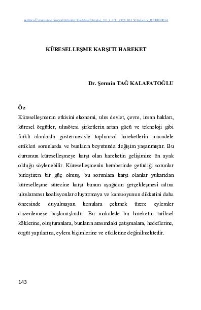 First page of “Küreselleşme karşiti hareket”