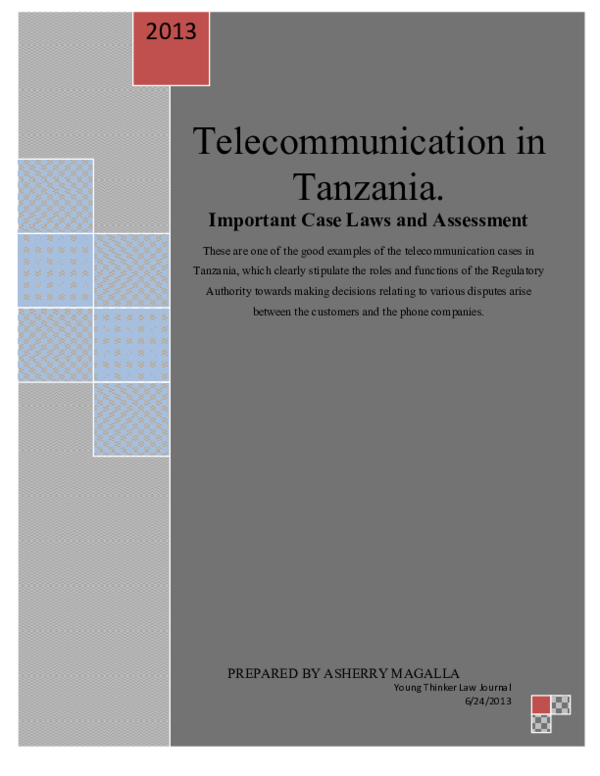 First page of “Telecommunication in Tanzania: Cases and Assessment”