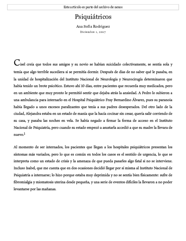 First page of “Psiquiátricos”