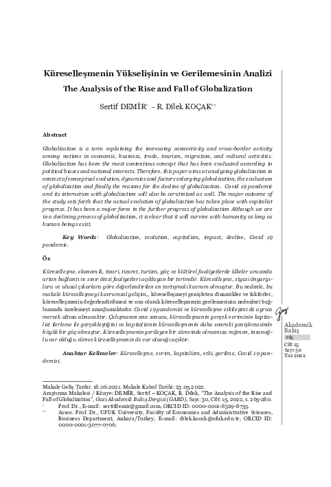 First page of “The Analysis of the Rise and Fall of Globalization”