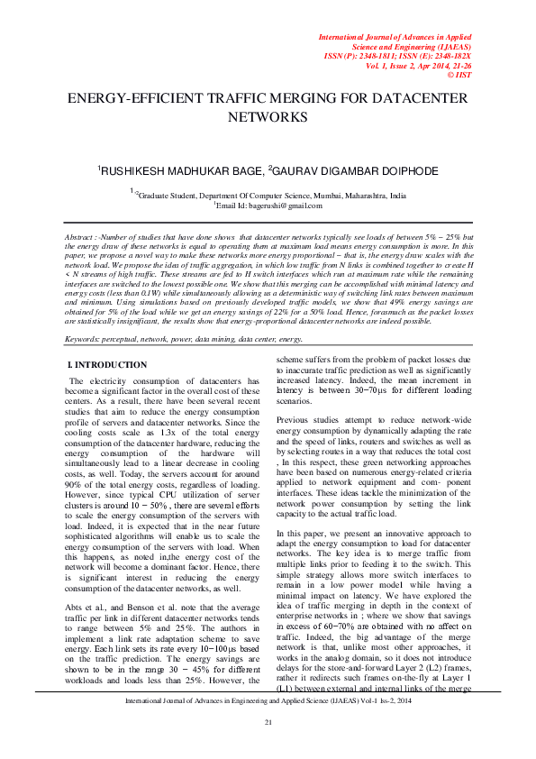 First page of “Energy-Efficient Traffic Merging for Datacenter Networks”