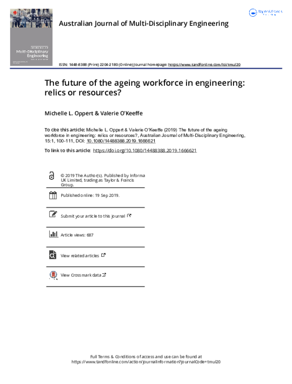 First page of “The future of the ageing workforce in engineering: relics or resources?”