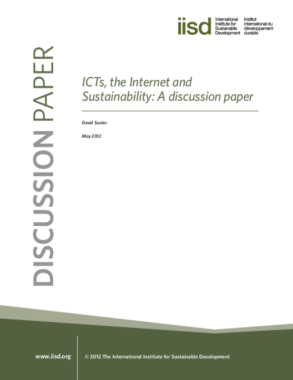 First page of “ICTs, the Internet and Sustainability: A discussion paper”