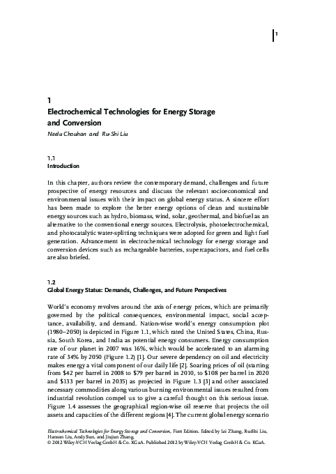 First page of “1 Electrochemical Technologies for Energy Storage and Conversion”