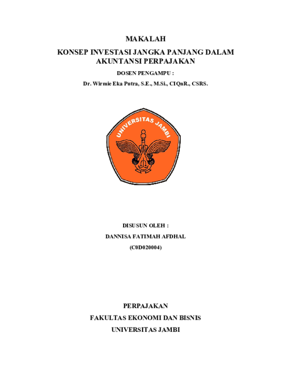 First page of “KONSEP INVESTASI JANGKA PANJANG DALAM AKUNTANSI PERPAJAKAN”