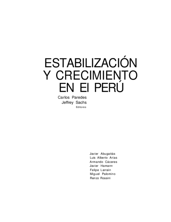 First page of “Estabilización y Crecimiento”