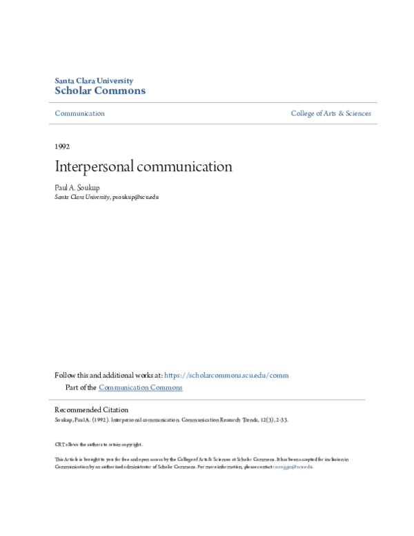 First page of “Interpersonal Communication”