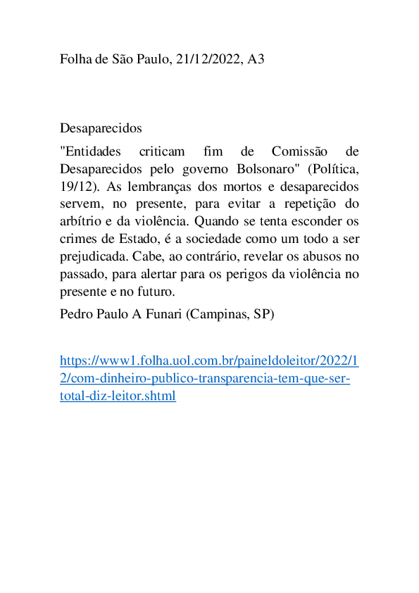 First page of “Desaparecidos”