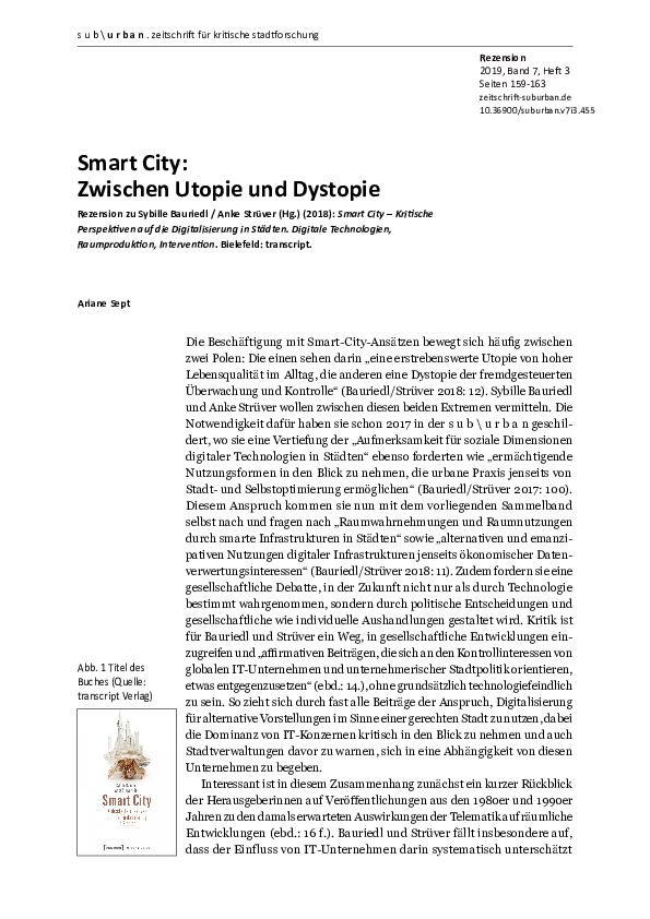 First page of “Smart City: Zwischen Utopie und Dystopie”