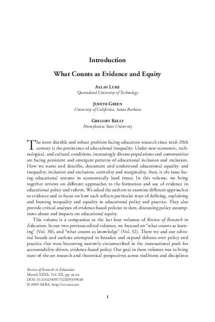 First page of “What Counts as Evidence and Equity?”