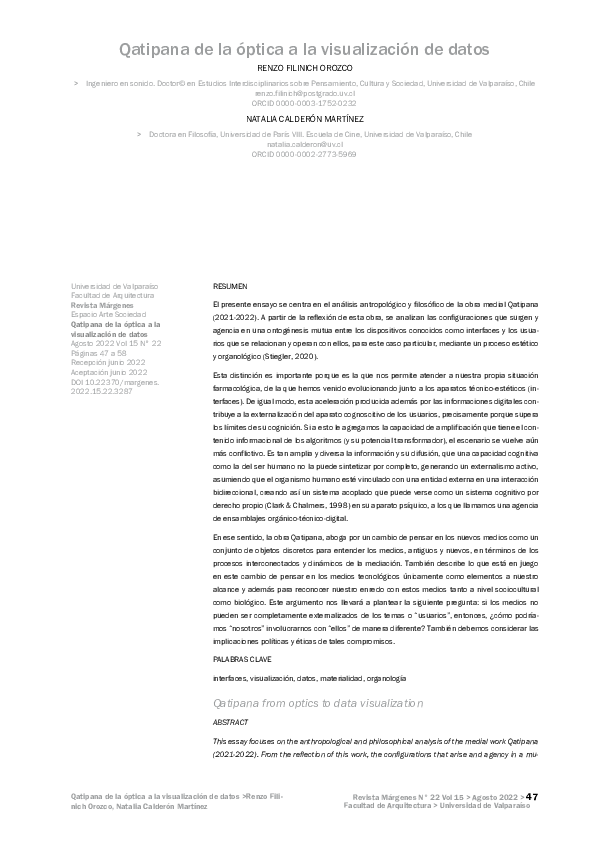 First page of “Qatipana de la óptica a la visualización de datos”