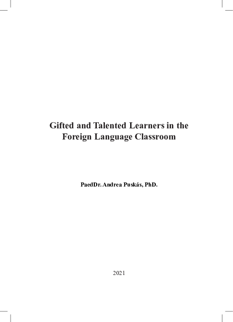 First page of “Gifted and Talented Learners in the Foreign Language Classroom”