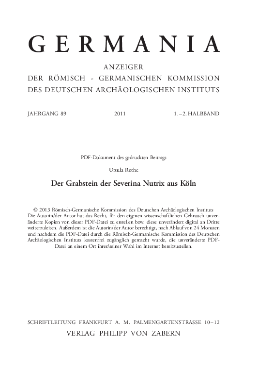 First page of “Der Grabstein der Severina Nutrix aus Köln: eine neue Deutung”