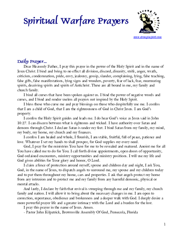 First page of “Daily Prayer”