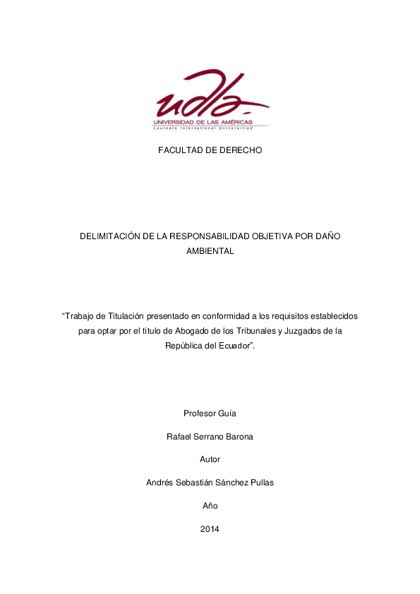 First page of “Delimitación de la responsabilidad objetiva por daño ambiental”