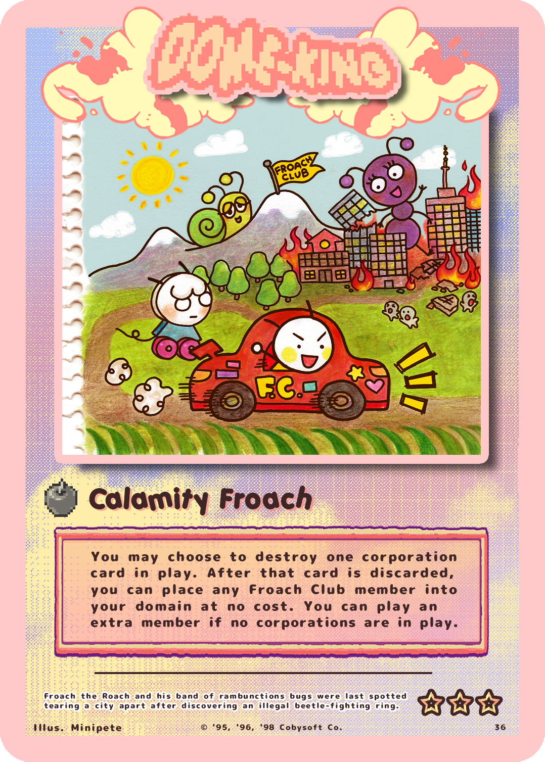 minipete:
“ CALAMITY FROACH 🐜✨
A trading card I made together with Cobysoft Joe for his game, Dome-King Cabbage‼️
”