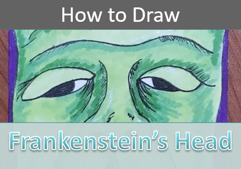 Frankenstein Head Drawing (step by step)