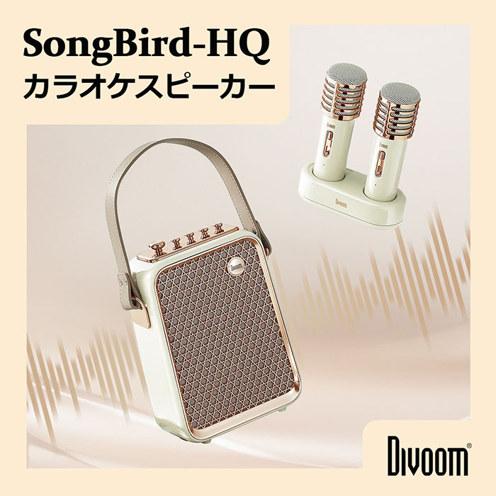 充電式のカラオケマイクが2本付属しワイヤレスで自由に歌える! Divoomソングバード SongBird-HQ カラオケ スピーカー Bluetooth