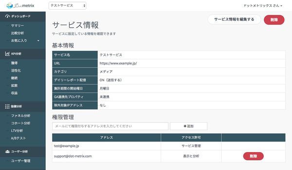 サイト分析ツール「Dot metrix」、チーム共有機能を追加