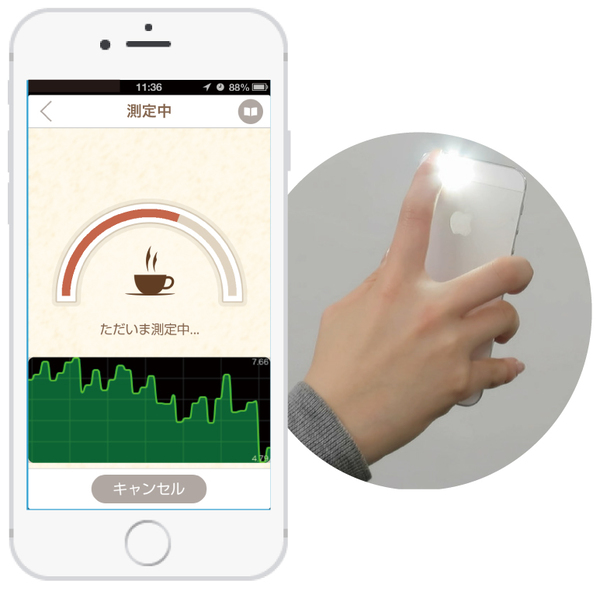 COCOLOLO、iPhoneのカメラで指先からストレス度をチェック