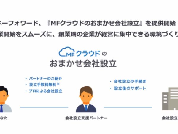 マネーフォワード、会社設立時の面倒な作業代行サービス