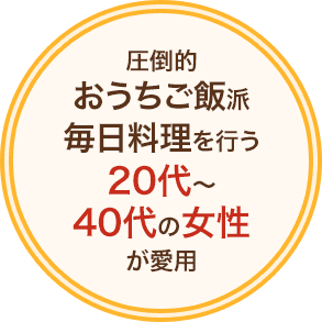 圧倒的おうちご飯派 毎日料理を行う20代〜40代の女性が愛用