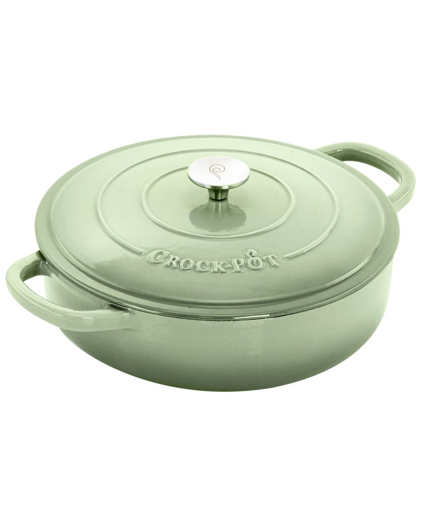 Crock-pot Crockpot Artisan 5qt Enameled Cast Iron Braiser Pan With Self Basting Lid In Green