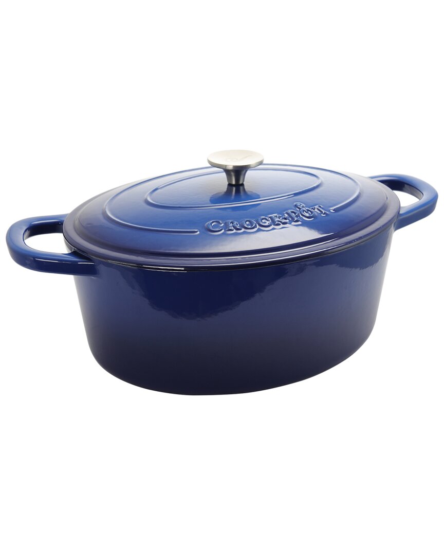 Crock-pot Crockpot Artisan 7qt Enameled Cast Iron Oval Dutch Oven In Blue