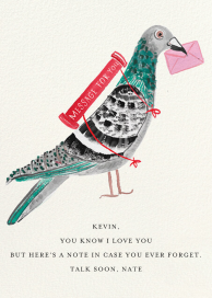 Carrier Pigeon - Greeting Card by Mr. Boddington's Studio