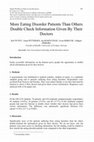 Research paper thumbnail of More Eating Disorder Patients Than Others Double Check Information Given By Their Doctors