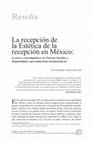 Research paper thumbnail of La recepción de la Estética de la recepción en México: Lectores e investigadores en Ciencias Sociales y Humanidades, aproximaciones hermenéuticas