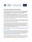 Research paper thumbnail of CfA: PhD Fellowship in Film Studies The Doctoral School in Theatre and Film and the Janovics Center for Screen and Performing Arts