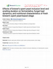 Research paper thumbnail of Effects of brewer’s spent yeast inclusion level and ensiling duration on fermentative, fungal load dynamics, and nutritional characteristics of fresh brewer’s spent yeast-based silage